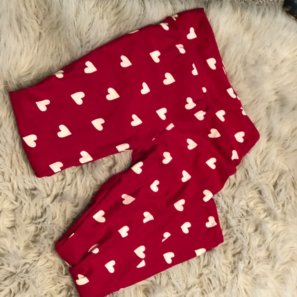 Lularoe White Heart Polka Dot OS Legging
